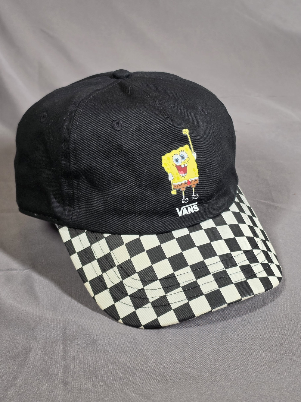 Vans Black Cap with Yellow SpongeBob and Black-White Checker Brim